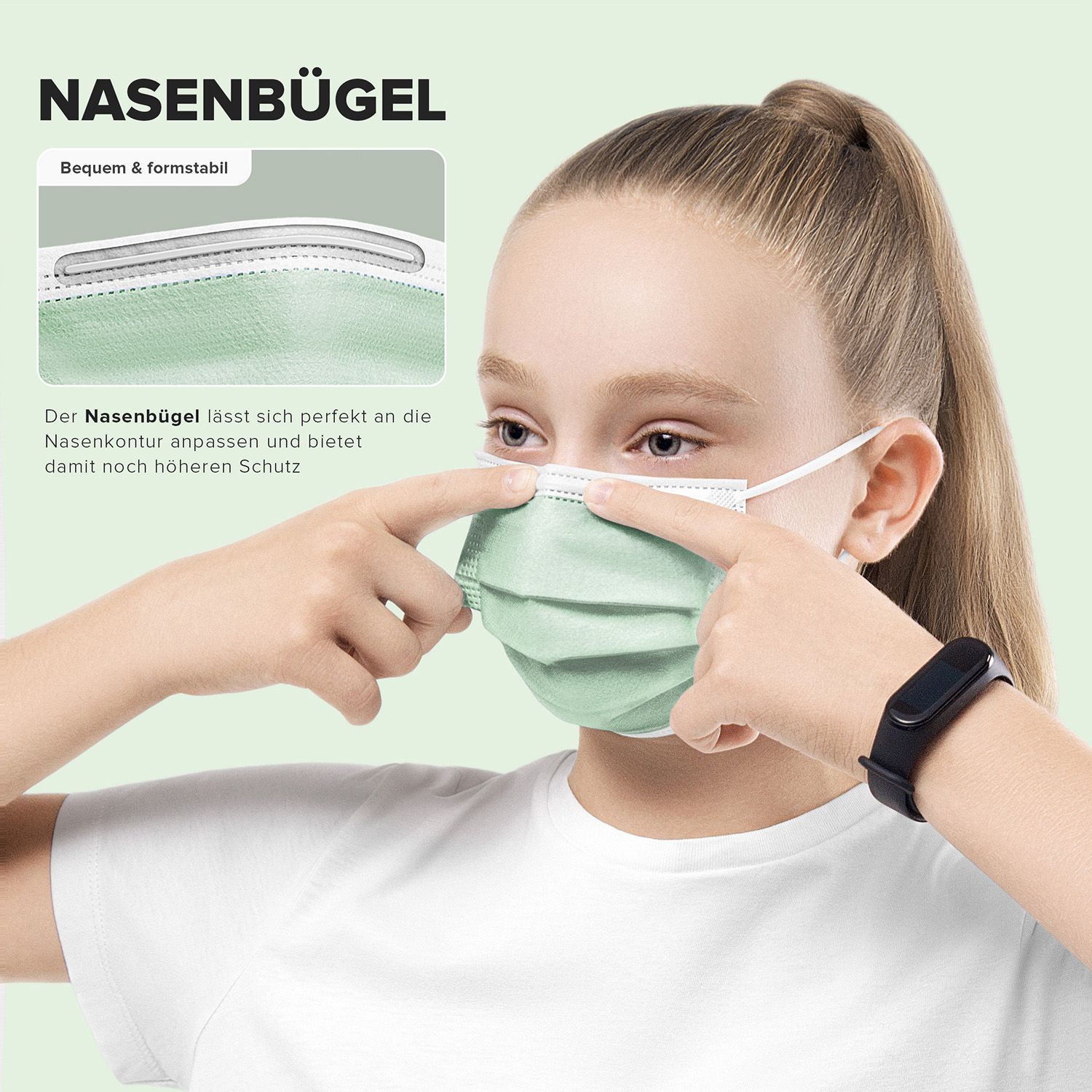 Medizinischer Mundschutz für Kinder Grün